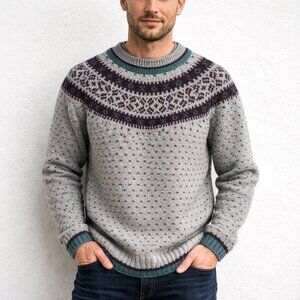 Vintage IZOD 100% Virgin Wool FairIsle Pullover Sweater L